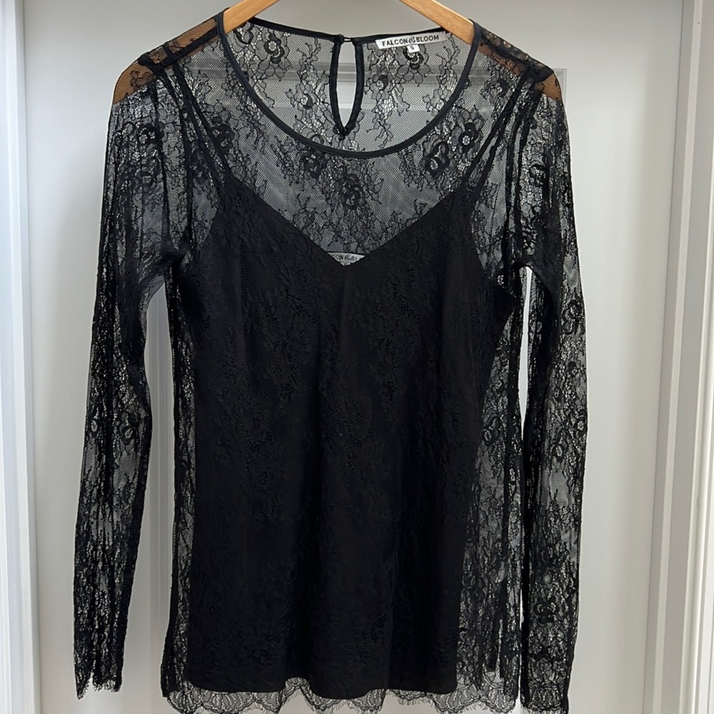 Falcon & Bloom - black lace top - Small - NWOT
